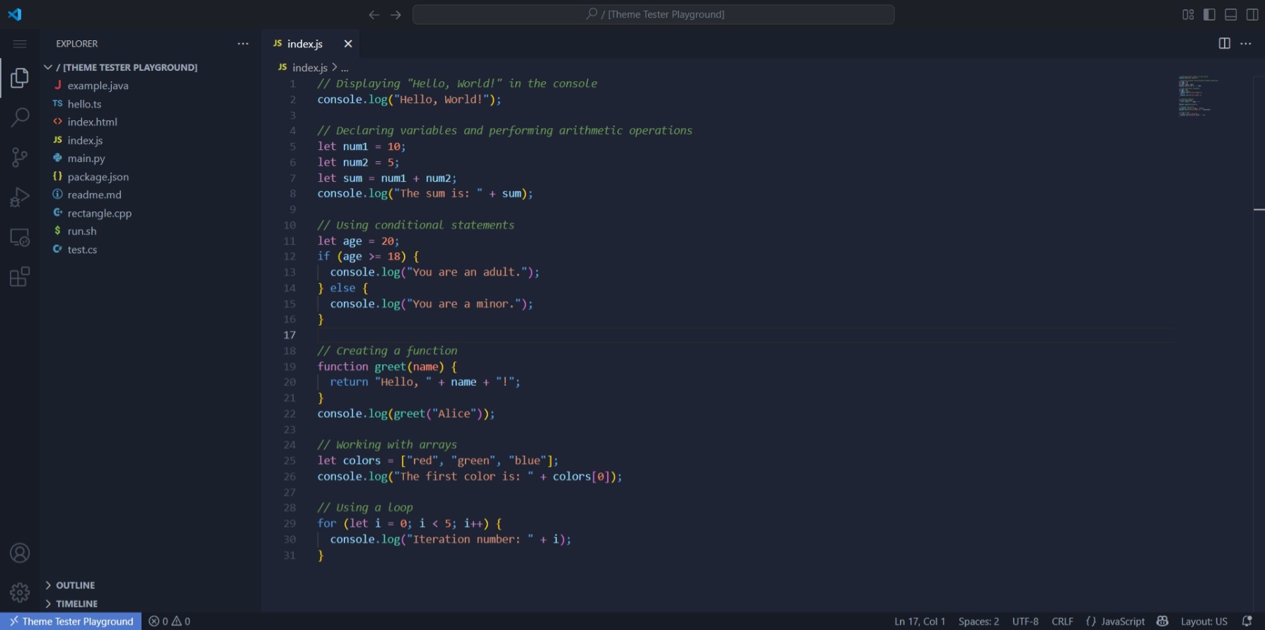 JavaScript/React Screenshot