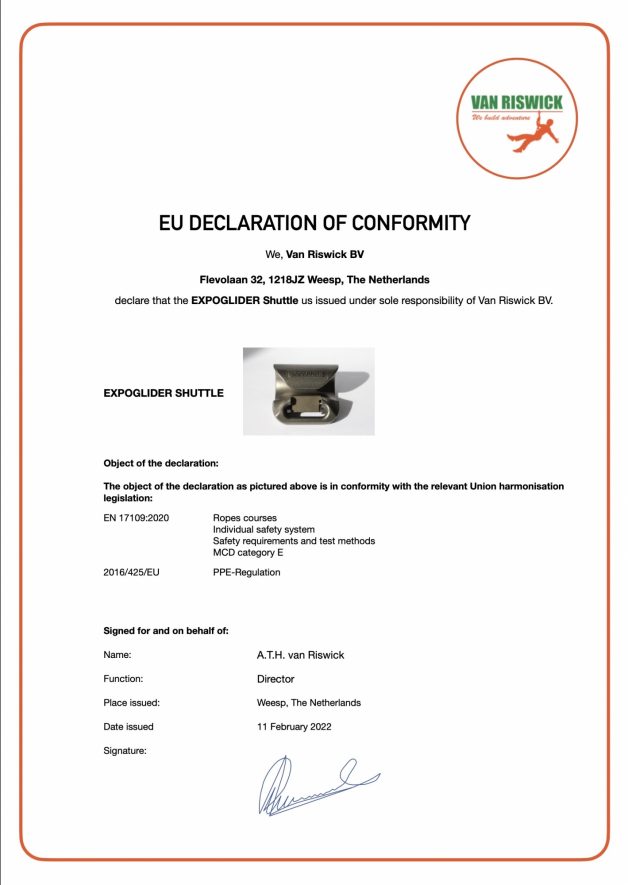 Expoglider EU DECLARATION OF CONFORMITY