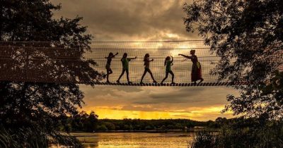 Skelf Island Castle Howard Yorkshire Jungle Bridge at Night