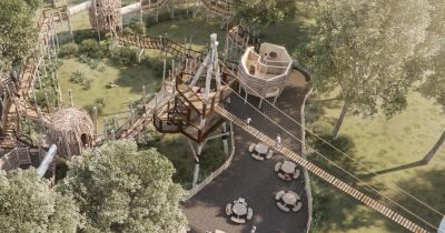 Aerial view of Skelf Island play at Castle Howard