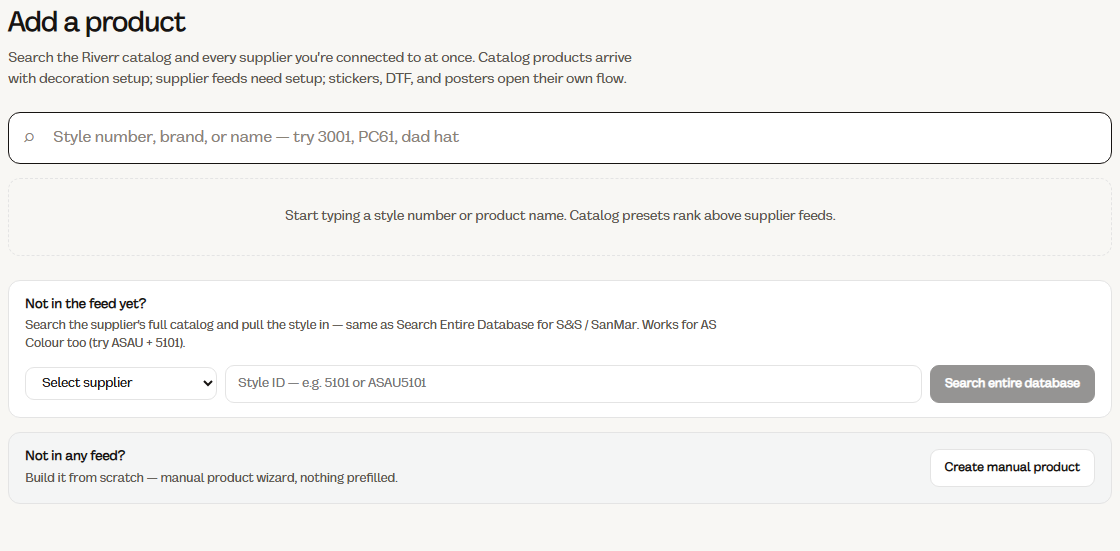 Create manual product