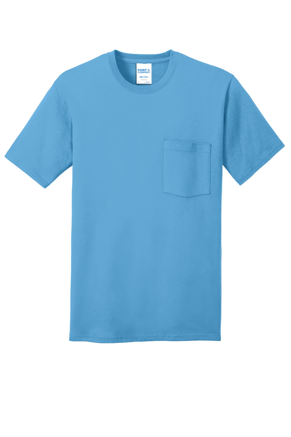 Port & Company Core Cotton Pocket Tee. PC54P. Front