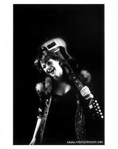 Robin Johnson as Nicky Marotta, 1980 B&W publicity photograph by Mick Rock