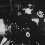 The third image from the strip across the top of the picture sleeve for RSO promotional record TS1, six songs from the "Times Square" soundtrack album, showing Nicky during the concert in Times Square. [This digital surrogate created by Sean Rockoff for robinjohnson.net.]