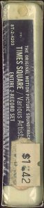 The 8-track edition of the "Times Square" soundtrack split some of the songs across its programs, and lacked most of the cover art from the LP version. Text: THE ORIGINAL MOTION PICTURE SOUNDTRACK TIMES SQUARE / Various Artists ENTIRE 2-RECORD SET (15) 8T-2-4203 $1.42