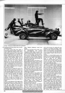 "Profit Without Honour" - a review of "Times Square" as part of the ouvre of Robert Stigwood, by Douglas Slater, p. 2 of 3 Text: traditional story into contact with a number of modem issues. It is how it has done that which is interesting; because, frankly, a film that set out to exploit the teenage market with a fable about runaways in New York could have been ghastly, just AA certificate Walt Disney with all the good bits left out. Robert Stigwood made a mistake with his audience with Saturday Night Fever. It tackled its issues too robustly, and the censor removed it from many of the age- group who were its natural audience. Stigwood was obviously determined not to make the same mistake with Times Square. That is presumably what determined the film’s stars, its attitude to New York, and its plot. What is surprising is that it manages to be relatively truthful. That it can be so is largely the result of the fact that both its stars and its audience are older for their ages than people were even when Saturday Night Fever was made. That has made it possible to take the real nature of New York for granted. The audience knows it all. Thus, the dangers of Times Square are not romanticised out of existence so much as countered by the character of Nicky. She is actually one of the predators of New York rather than a victim. Nicky is a development of the tough cookie persona pioneered by Tatum O’Neal and Jodie Foster. Tennis stars and gymnasts are not the only adults who are getting younger. Movie heroines are right up there with them. Nor is Nicky just an ordinary precocious child. Robin Johnson is a remarkable discovery, whose voice has a range Tallulah Bankhead would have envied. And it isn’t just Nicky who is older. Even her ultra-sheltered and cosseted companion hardly blinks at places that would horrify a lot of adults. There is much talk in the film about “X-rated streets.” The two move through these streets, with their audience, preserving their characters (innocence is too cosy a word) not because they don’t see what the streets are like, but because they don’t care. That is what has allowed Alan Moyle, who directed Stigwood’s picture, and is credited with the story, and Jacob Brackman, who wrote it and co-produced, to strike a brave balance with the censor, and show as much of the real Times Square as they do. Thus there are swift shots of stoned tramps, topless dancers and even a transvestite or two; all no more and no less than essential local colour, but nevertheless likely to upset middle-aged sensibilities. In fact Times Square is just another film using New York as the paradigmatic city; the great theme of all those New York movies of the last ten years or so. What Times Square does that is a little original is to focus on that trendiest of issues, inner urban decay. It even makes Pamela’s politician father, (Peter Coffield), the Mayor’s Commissioner for the Campaign to Reclaim the Heart of the City. Since this is such a vital issue — in America as much as Europe — it is rather cheeky that the movie reverses conventional wisdom on it. There is no truck with those who want to clean up the squalor of Times Square. Pamela taunts her father over the radio with his plans for making the area antiseptic. For Pamela and Nicky, Times Square provides warmth and vitality and a chance to be themselves; and presumably some of the wisdom that the father learns at his daughter’s hands is that vice has its virtues. Certainly it is decent liberal parents and doctors who are the villains of the piece, in that there are any villains. Times Square is meant to appeal to the rebellious adolescent who has pocket money to stay out late and go to the movies and buy records and T-shirts. That is what makes adult respectability the enemy. The question is whether the movie is merely exploiting its audience when it plays this card, or whether it is actually entertaining them with vital issues. After all, if it could be proved that Times Square had actually encouraged thirteen year-olds to run away in large numbers to the apparent warmth of areas like Times Square and Soho, then it would at best have been a place of pie-in-the-sky escapism of the nastiest sort, and at worst criminally irresponsible. But the film isn’t like that. Its quality as a fable should be clear enough to anyone old enough to watch television. It won’t appeal to its audience because it shows little bits of naughty New York, but because it examines some things that may be more real to them than to their elders. What raises Times Square beyond a banal story of teenage revolt in the big city is that it tries to suggest some reasons for that revolt which are not unintelligent. (That was the good thing about Saturday Night Fever too). The clearest sign of this attempt at 234