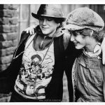 Nicky and Pammy about to enter the subway after escaping from the cop who chased them through the Adonis Theater. Version one of the first photo (best guess) from the UK TIMES SQUARE press kit. The text from the caption sheet: 1. ROBIN JOHNSON (left) and TRINI ALVARADO (right) as Nicky and Pamela, the teenage runaways who team up to roam the seamier streets of New York City.