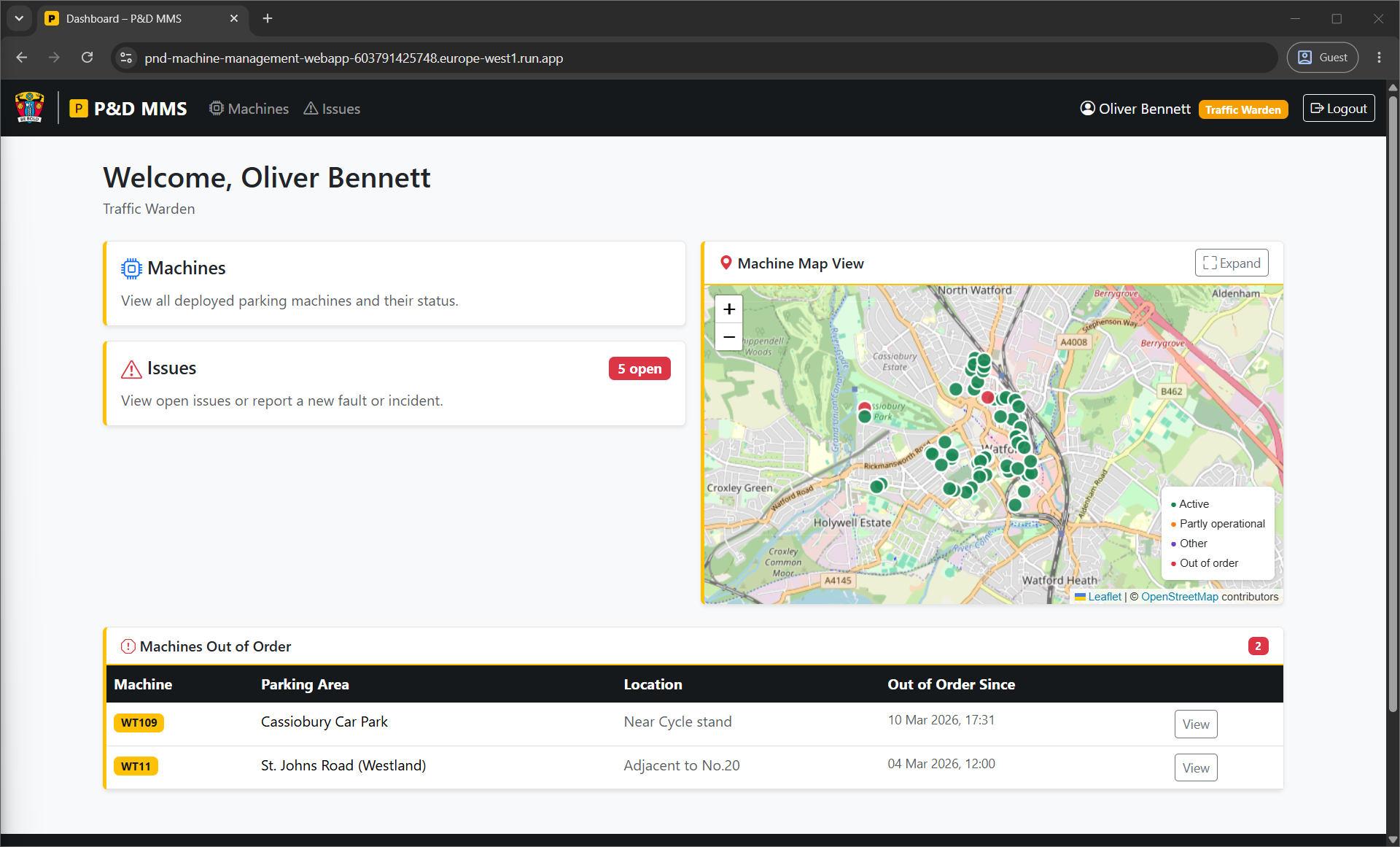 Dashboard – Traffic Warden