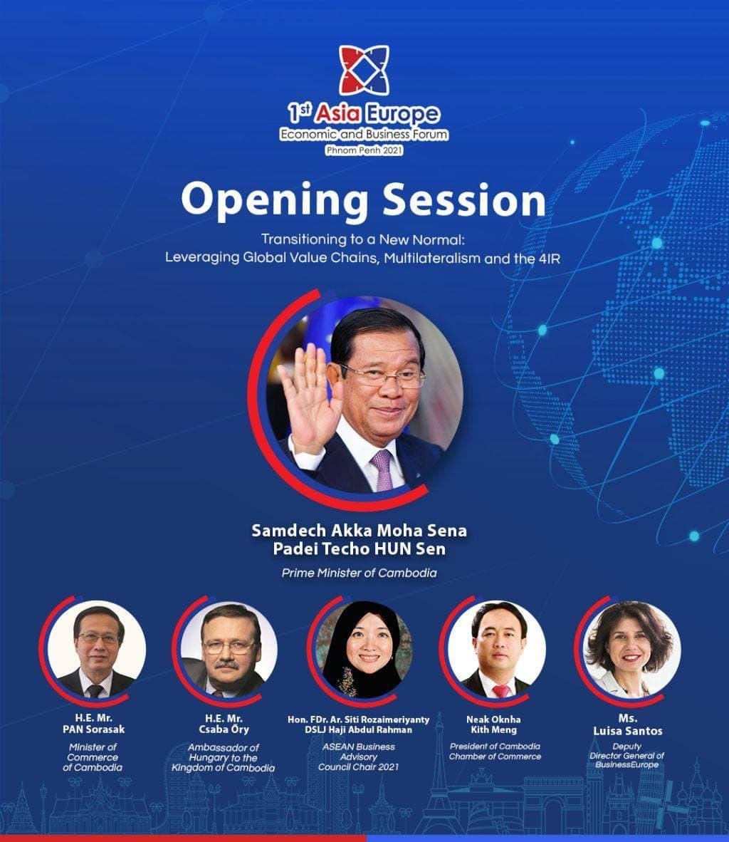 Samdech Techo Hun Sen presides over the opening the first Asia-Europe Economic and Business Forum