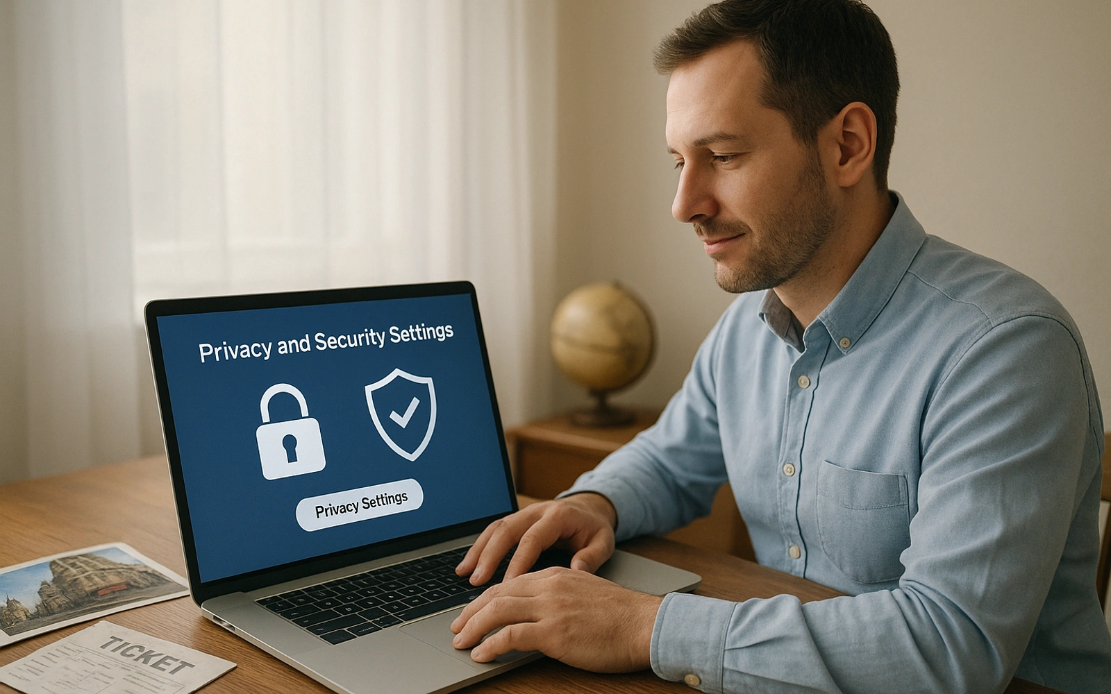 Engineer reviewing a Roamify security dashboard to keep traveler data safe