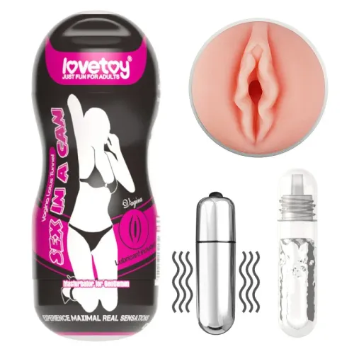 3600506-2 LoveToy Sex In A Can Vagina Lotus Tunnel Vibrating con empaque y bullet