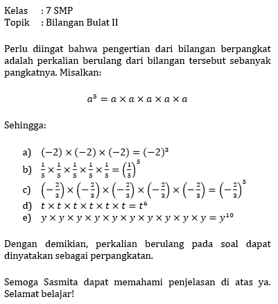 nyatakan perkalian berulang berikut dalam perpangk...
