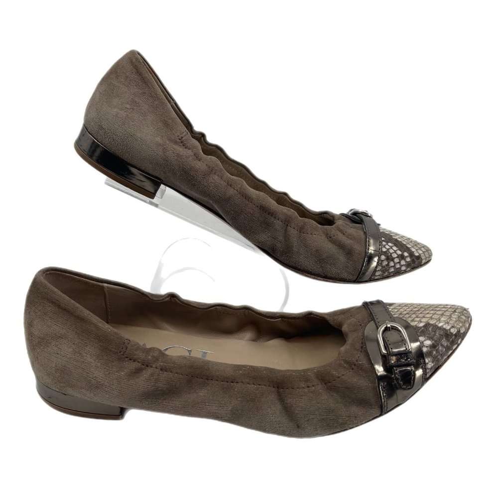 Agl Brown Cream Suede Flats Loafers Made in Italy sz 38EU