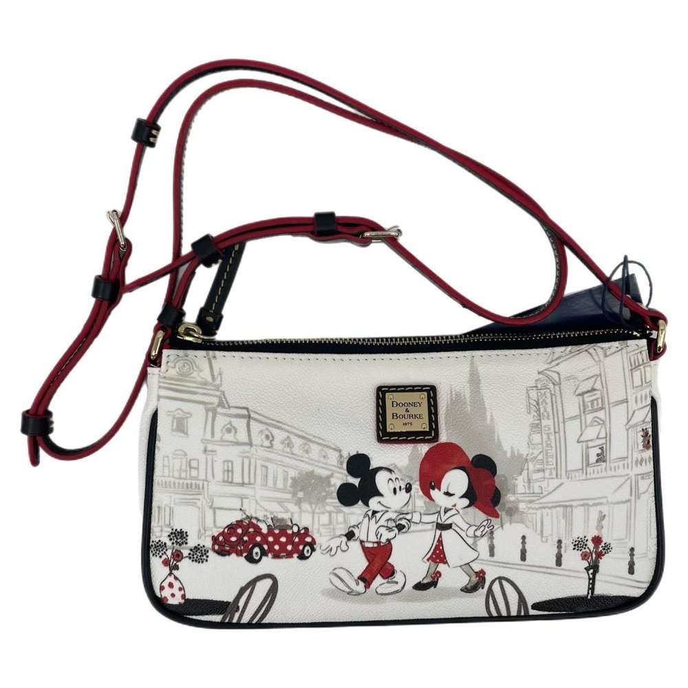 Dooney & Bourke White & Red Printed Leather Crossbody & Hand Bag Top Zip Bag  — Labels Resale Boutique