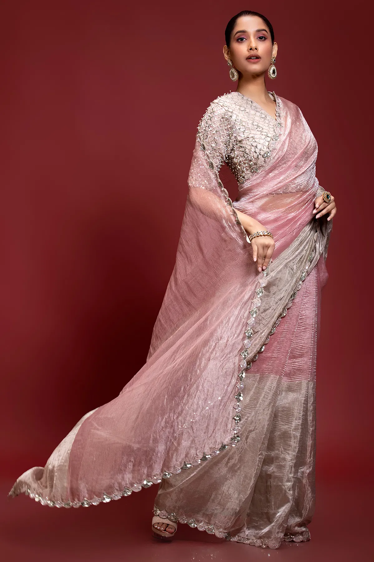 Variety Baby Pink Saree