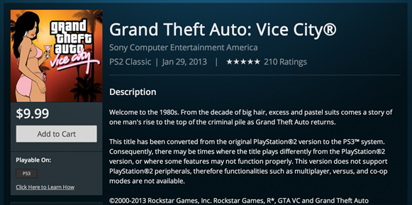 Grand Theft Auto 3 PS2 Classic PSN release date