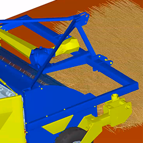 Hay tedder machine (agricultural equipment) simulation