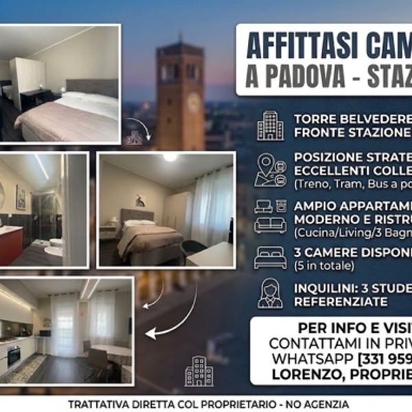 affitto più camere in base alle tue esigenze contattami a Padova