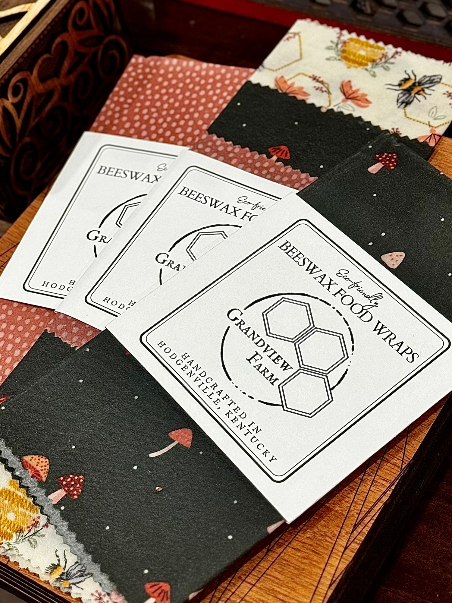 Beeswax Food Wrap- Bees and Shrooms