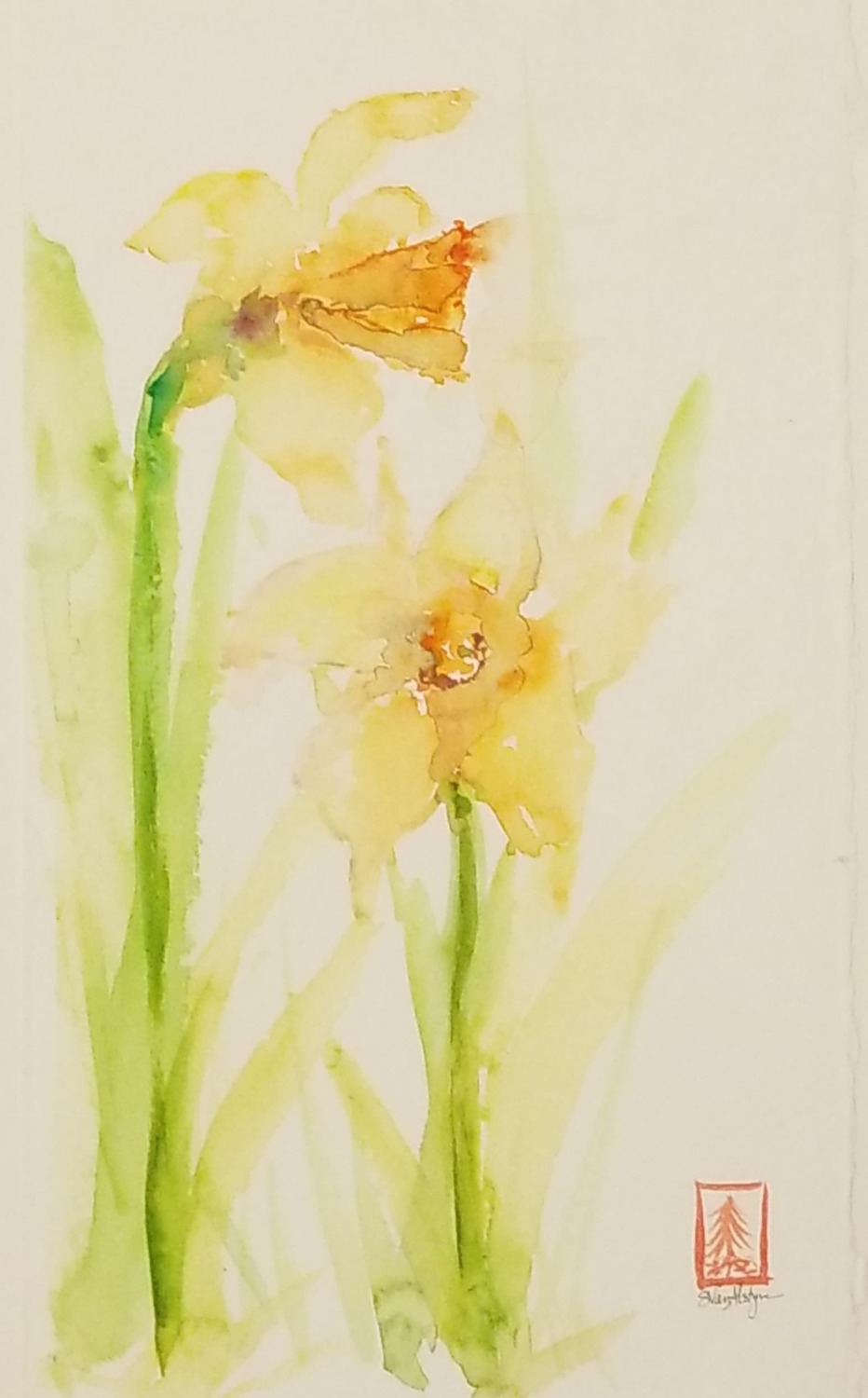 Daffodils with a stamp