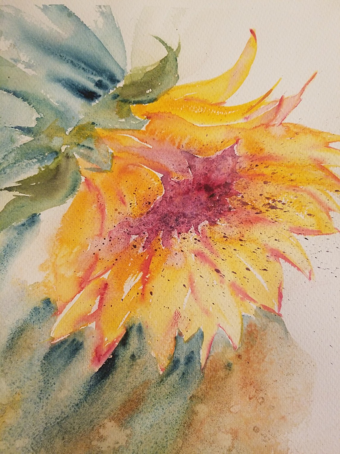 Loose Sunflower with pink center