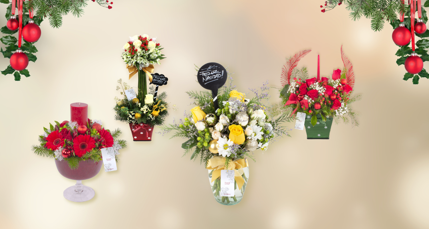 Decoración de mesas de Navidad con centros florales