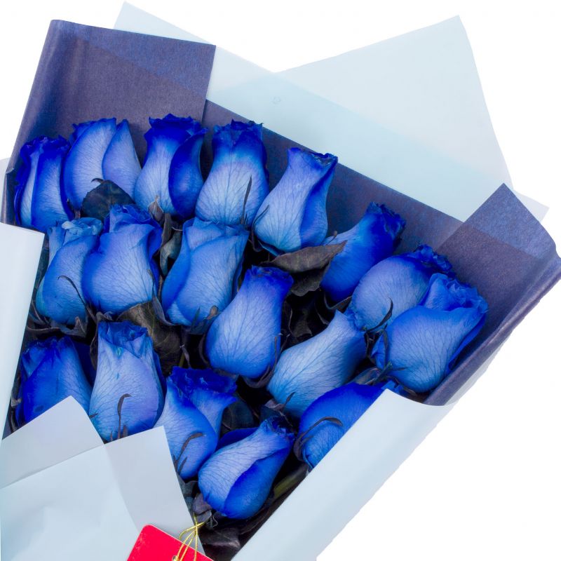 Ramo de Rosas - Ramo extendido con 18 rosas azules, Florería Rosalinda