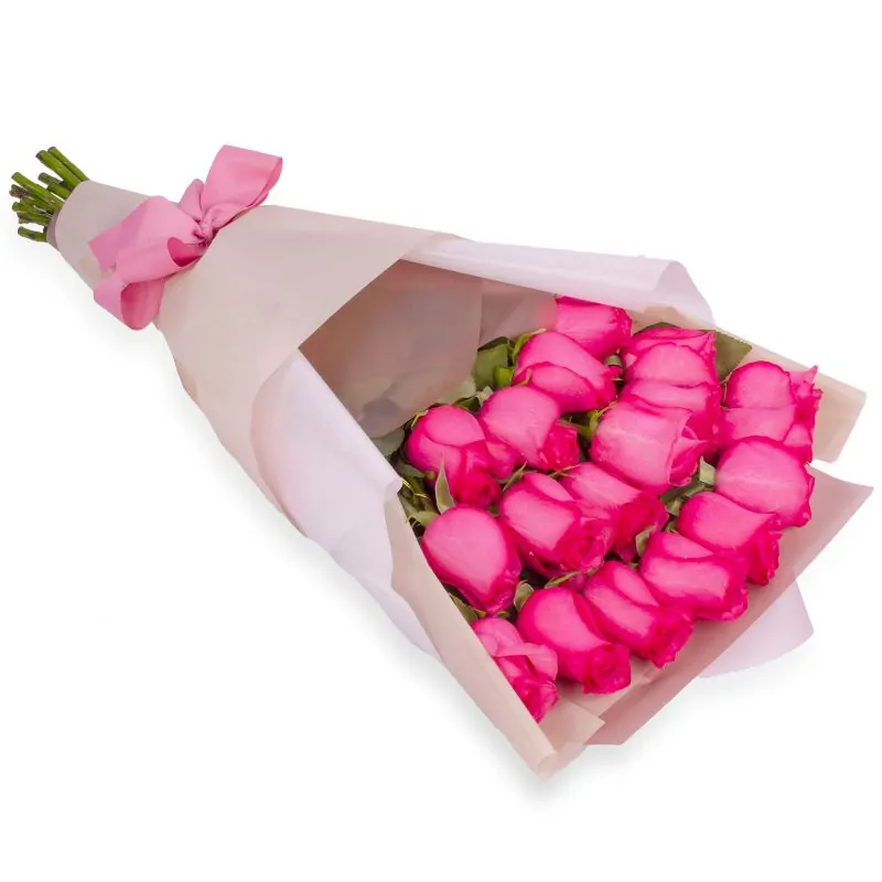 Ramo de Rosas - Ramo extendido con 18 rosas fucsias