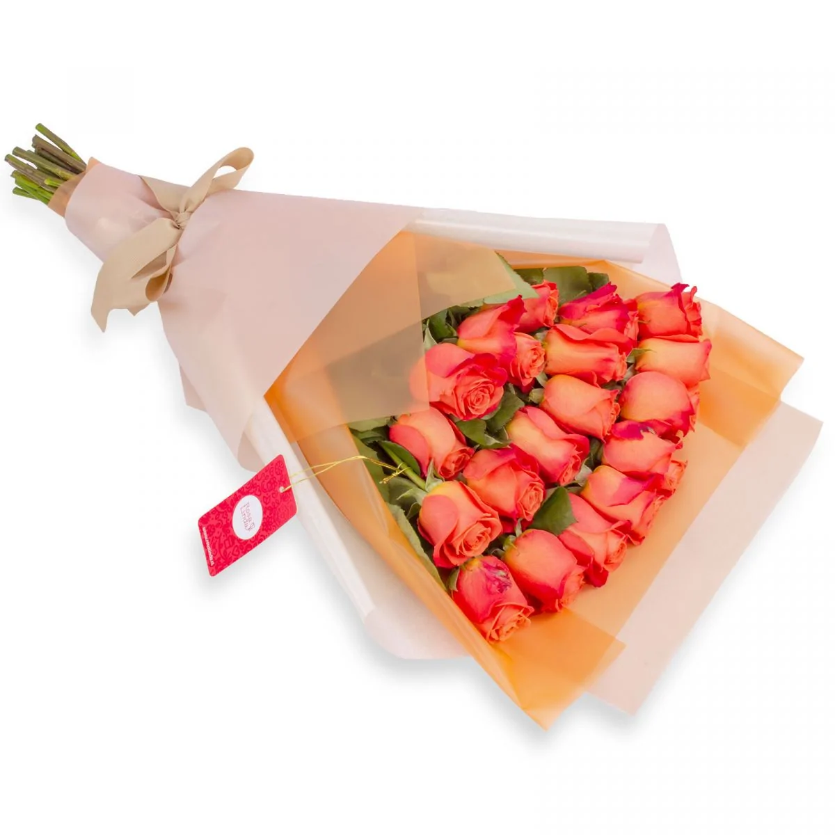 Foto principal Ramo de Rosas - Ramo extendido con mix de 18 rosas naranjo