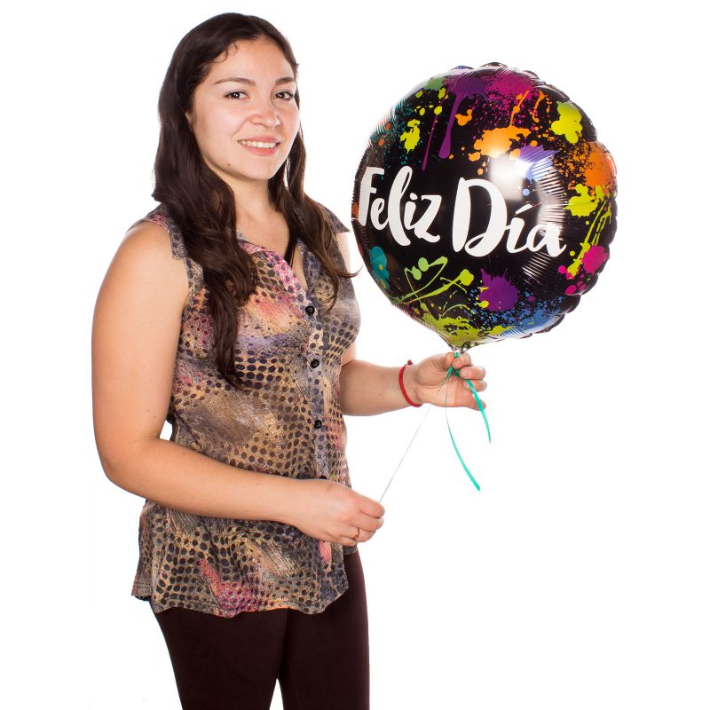 Foto con persona Globo Feliz Día Colores 35 cm - Flores a domicilio Foto con persona Globo Feliz Día Colores 35 cm - Flores a domicilio