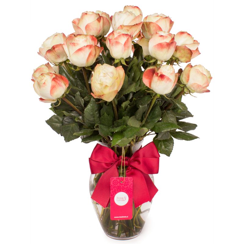 Arreglo floral en florero ánfora con 24 rosas Garden Spirit ®, Florería  Rosalinda