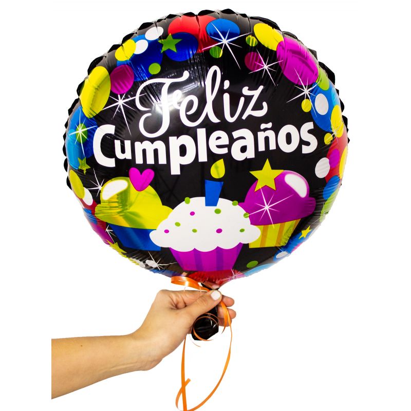 Foto con persona Globo Feliz Cumpleaños Cupcakes 35 cm - Flores a domicilio Foto con persona Globo Feliz Cumpleaños Cupcakes 35 cm - Flores a domicilio