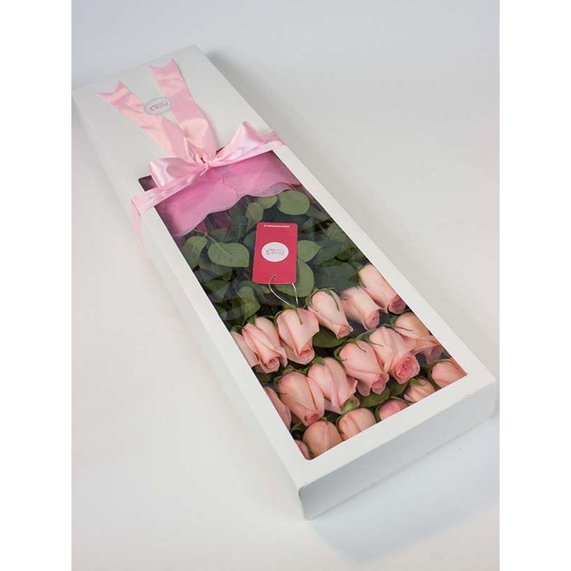 Foto 4 Caja con 18 rosas rosadas - Flores a domicilio Foto 4 Caja con 18 rosas rosadas - Flores a domicilio
