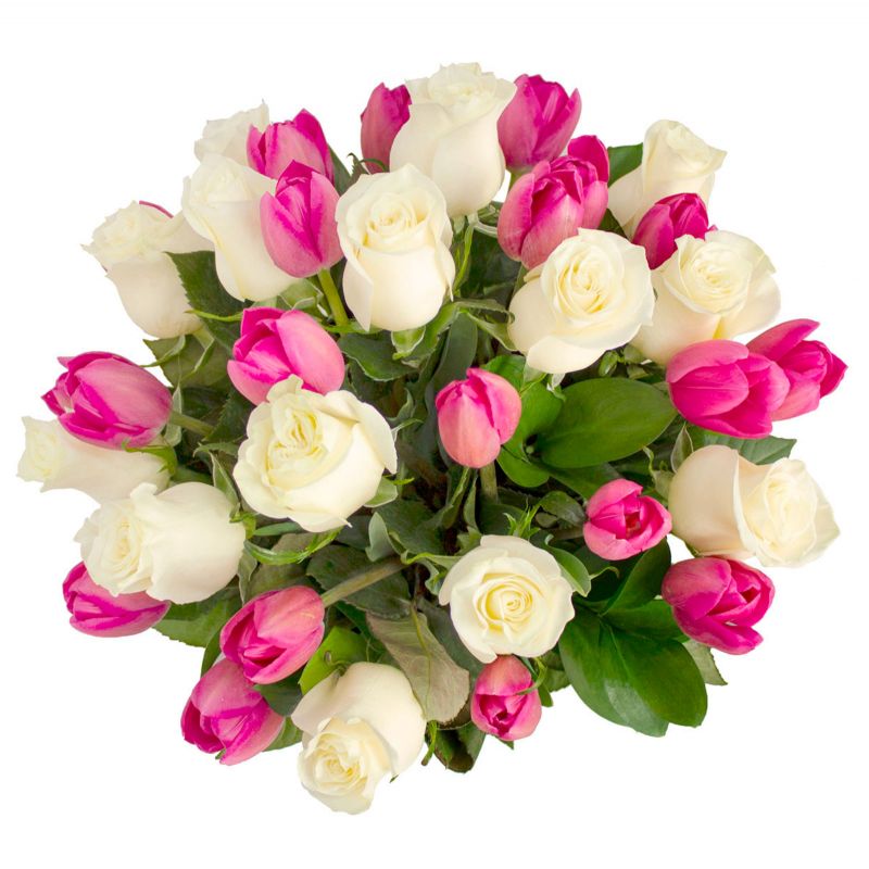 Foto 4 Dominga Rosas blancas y Tulipanes fucsias - Flores a domicilio Foto 4 Dominga Rosas blancas y Tulipanes fucsias - Flores a domicilio