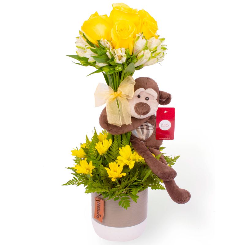 Flores a domicilio - Arbolito con peluche de Monito Flores a domicilio - Arbolito con peluche de Monito