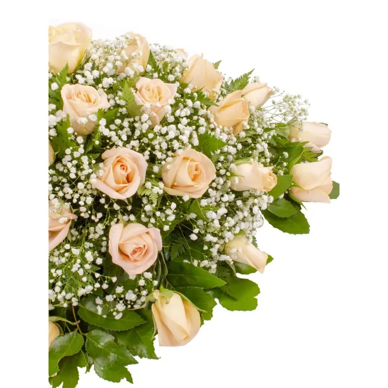 Foto 2 Consuelo Damasco - Cubre Urna de defunción con 40 rosas damasco y gypsophila