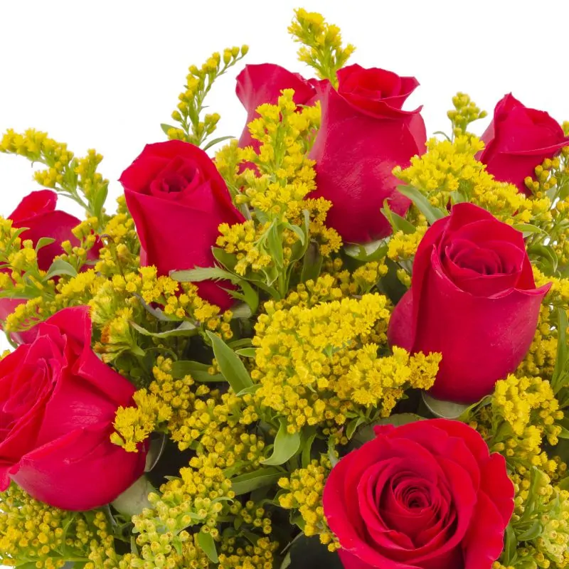 Foto 5 Payqa Rojo - Arreglo floral con rosas rojas y solidago