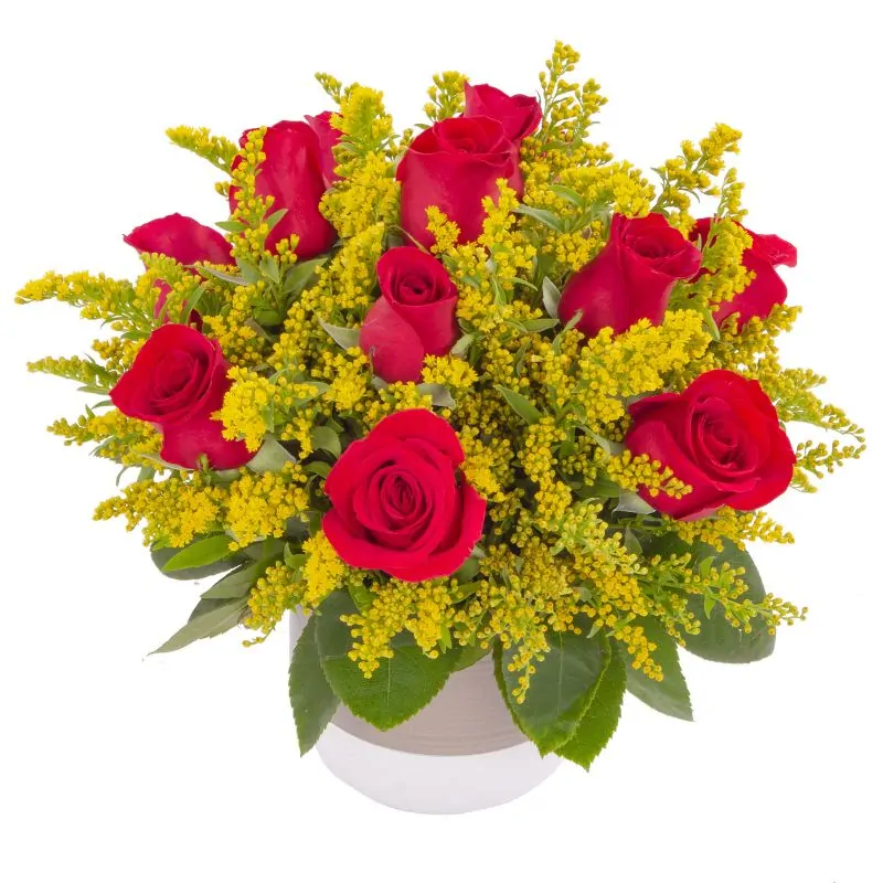 Foto 2 Payqa Rojo - Arreglo floral con rosas rojas y solidago