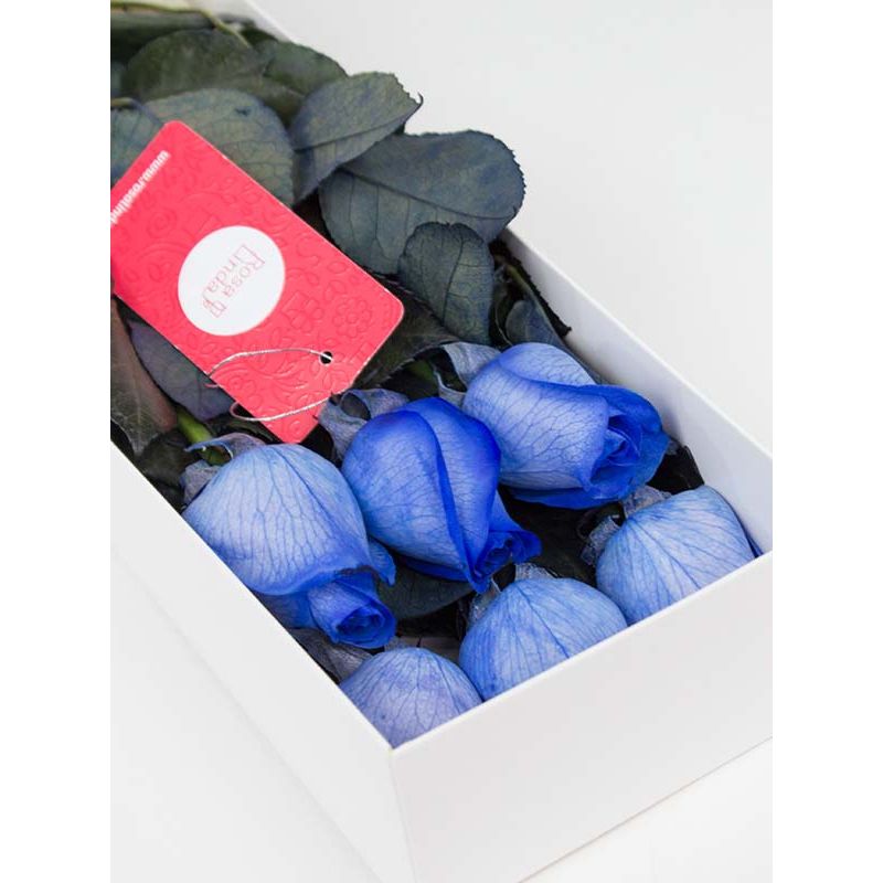 Foto 2 Caja con 6 rosas Azules - Flores a domicilio Foto 2 Caja con 6 rosas Azules - Flores a domicilio