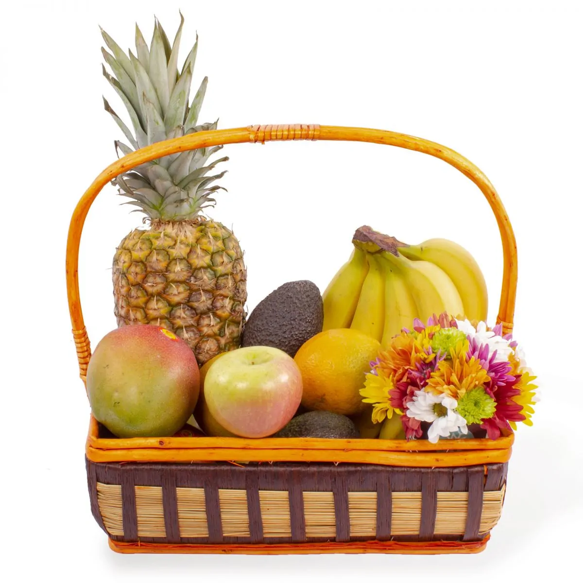 Foto principal Canasta de frutas grande con mini arreglo floral