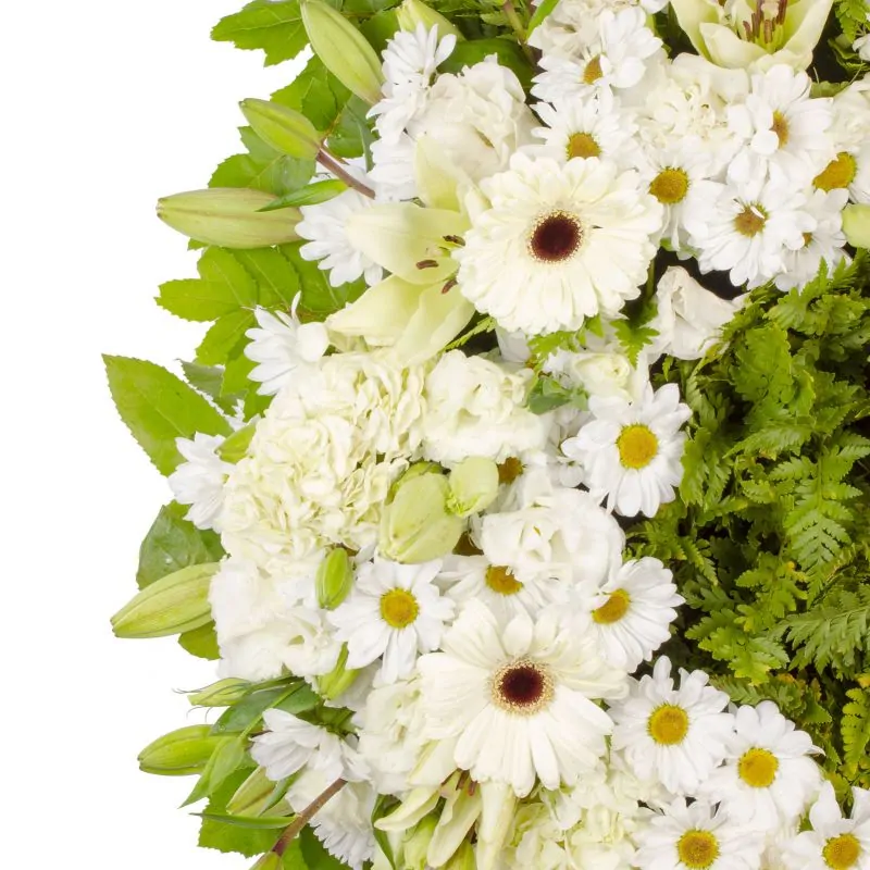 Foto 4 Corona Blanca - Corona de defunción con mix de flores blancas