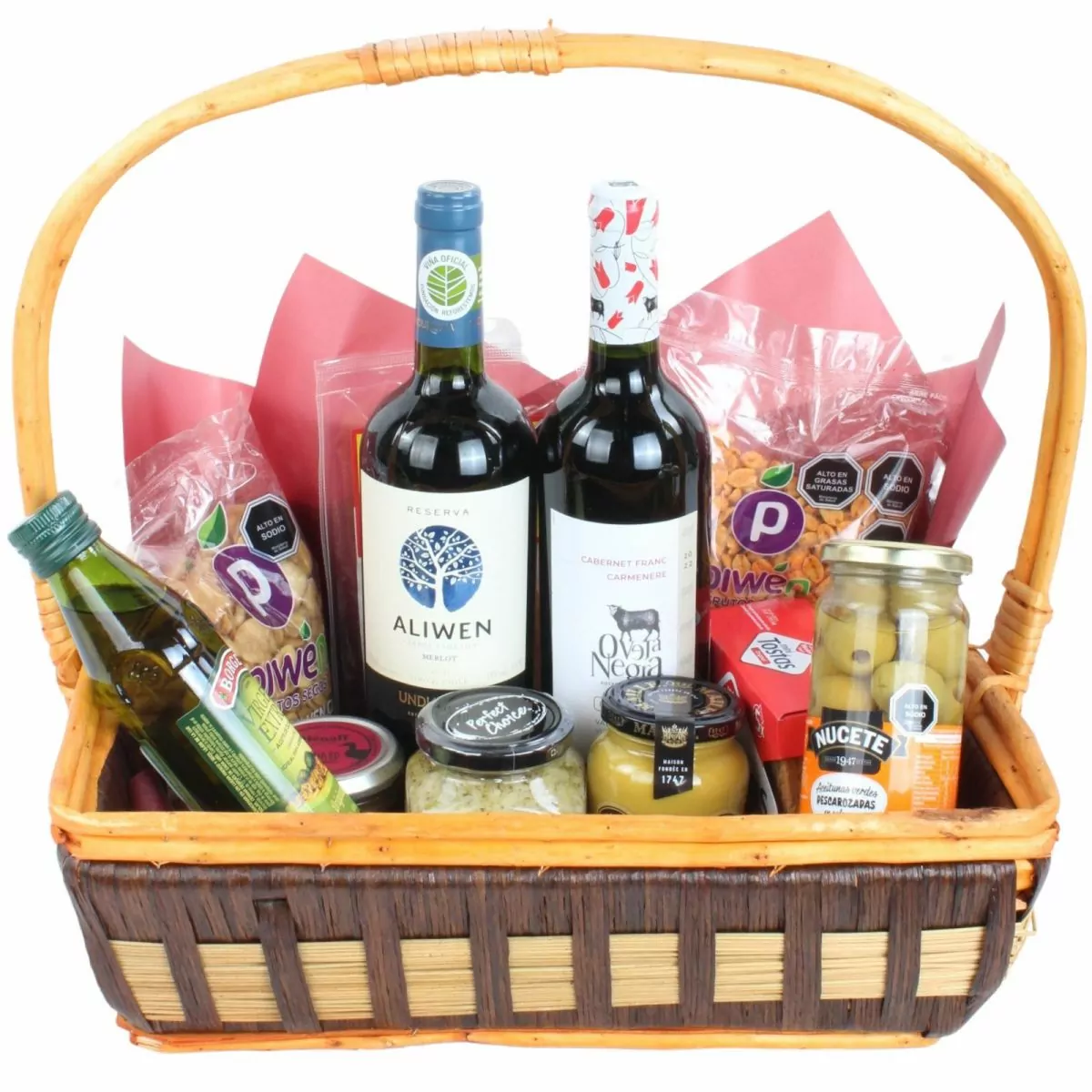 Foto principal Set de regalo Valle de Colchagua - Canasto de mimbre con vinos y picoteo