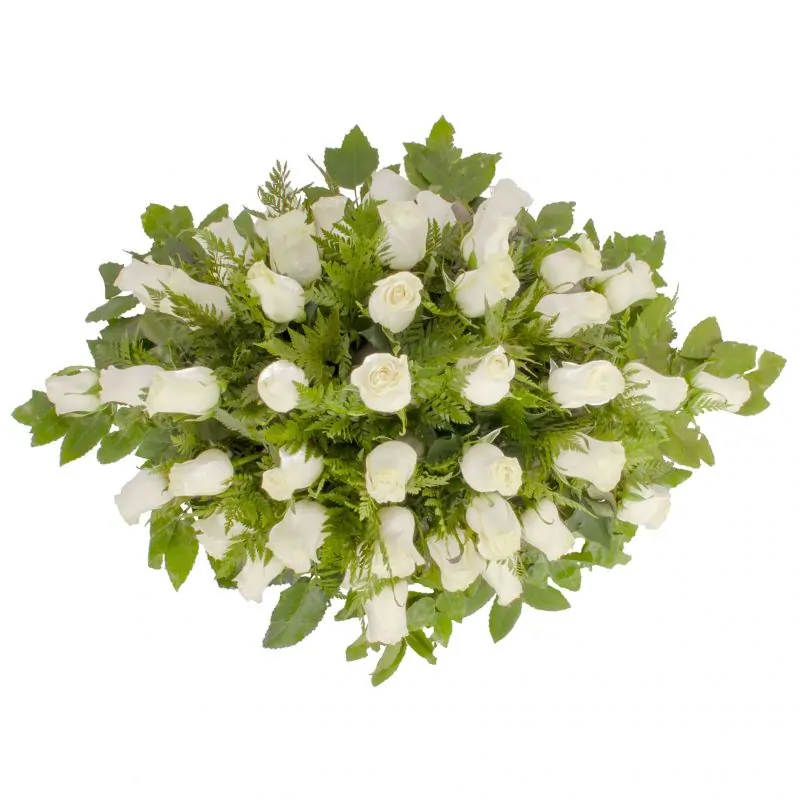 Foto 2 Ovalado con 40 rosas blancas - Cubre Urna de defunción con 40 rosas blancas