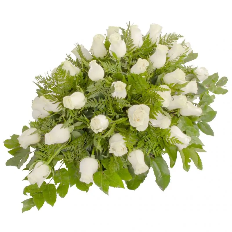 Foto 4 Ovalado con 40 rosas blancas - Cubre Urna de defunción con 40 rosas blancas