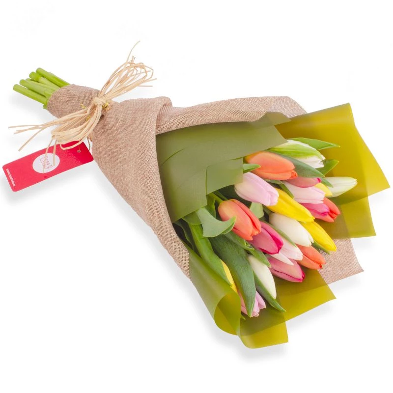 Ramo Tulips Multicolor - Ramo de flores con 20 tulipanes multicolores