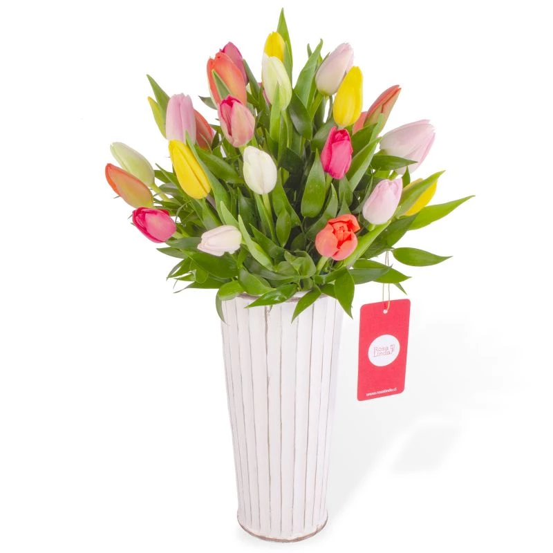Suspiro de Tulipanes - Arreglo floral con mix multicolor de tulipanes