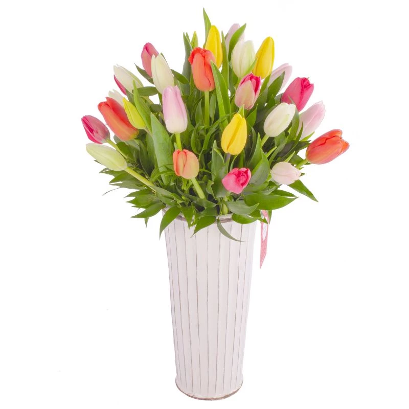 Foto 4 Suspiro de Tulipanes - Arreglo floral con mix multicolor de tulipanes