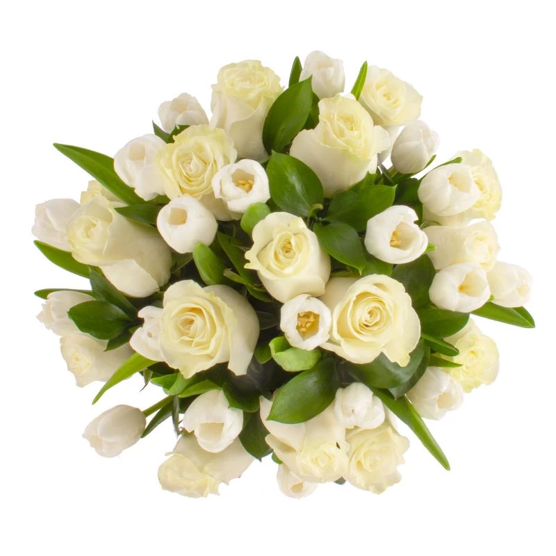 Foto 4 Dominga Blanco - Arreglo floral con tulipanes blancos y rosas blancas
