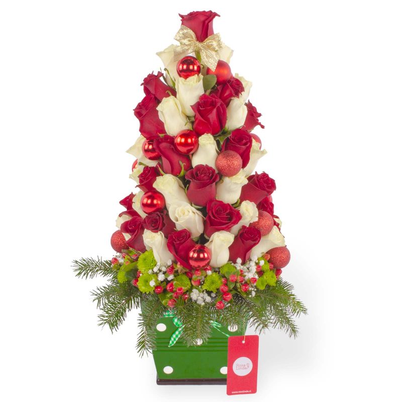 Flores a domicilio - Árbol Navideño Blanco/Rojo Flores a domicilio - Árbol Navideño Blanco/Rojo