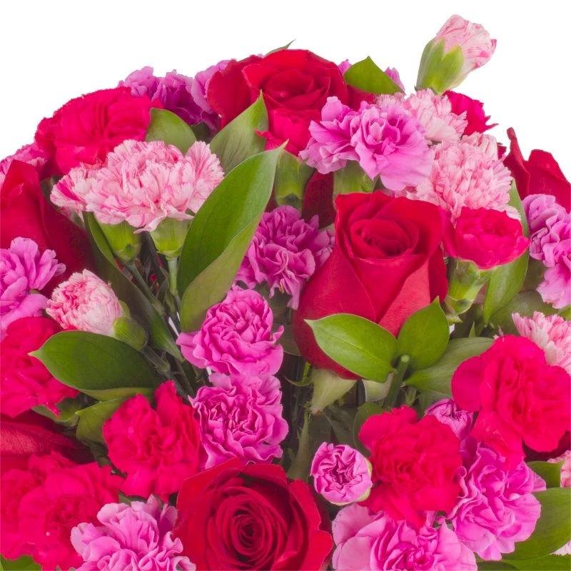 Foto 5 Pamela Rosas Rojas - Florero negro mediano con rosas rojas y mini claveles rosados y fucsias